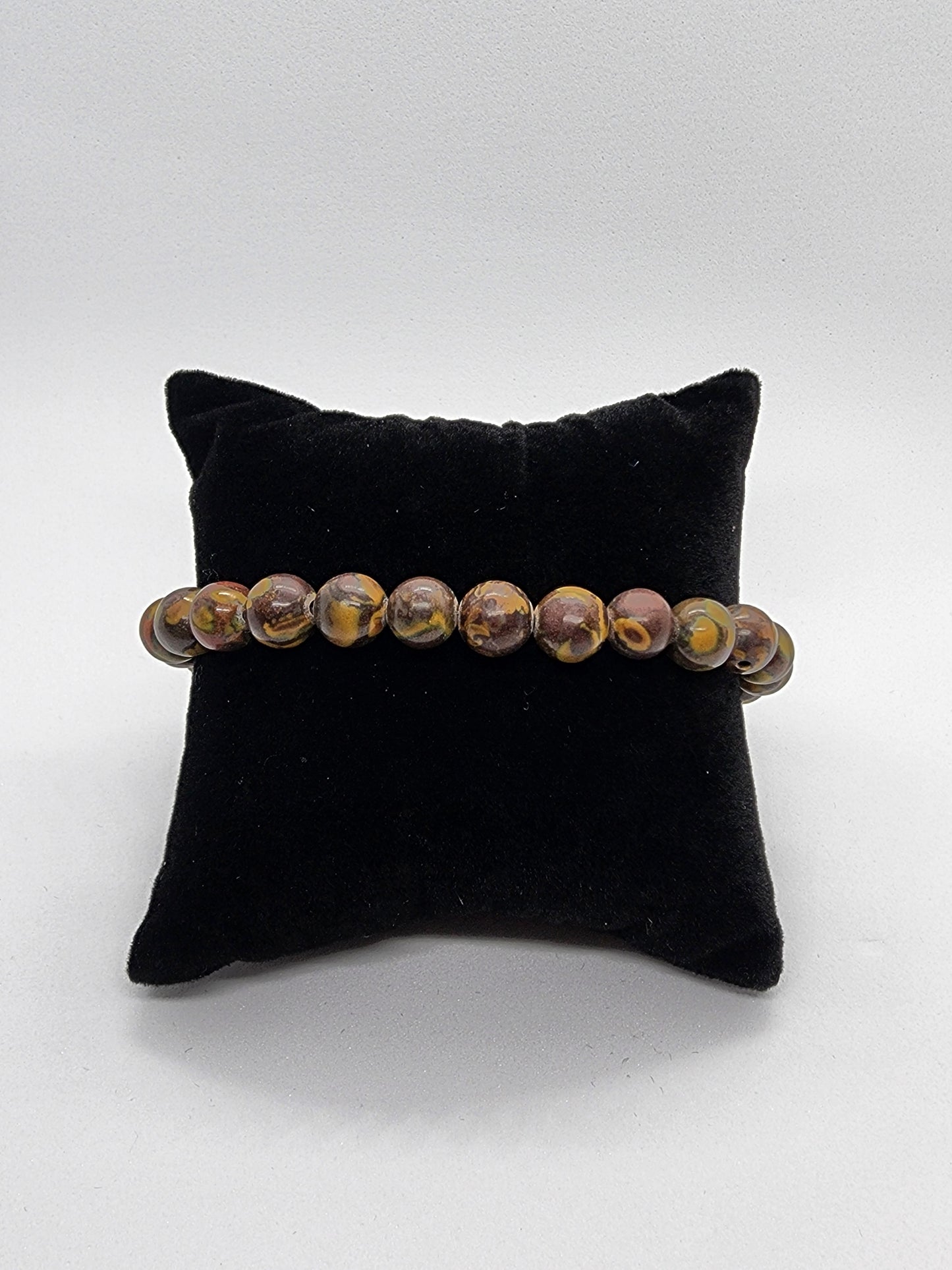 Men Bracelet - Red Brown Fruit Jasper