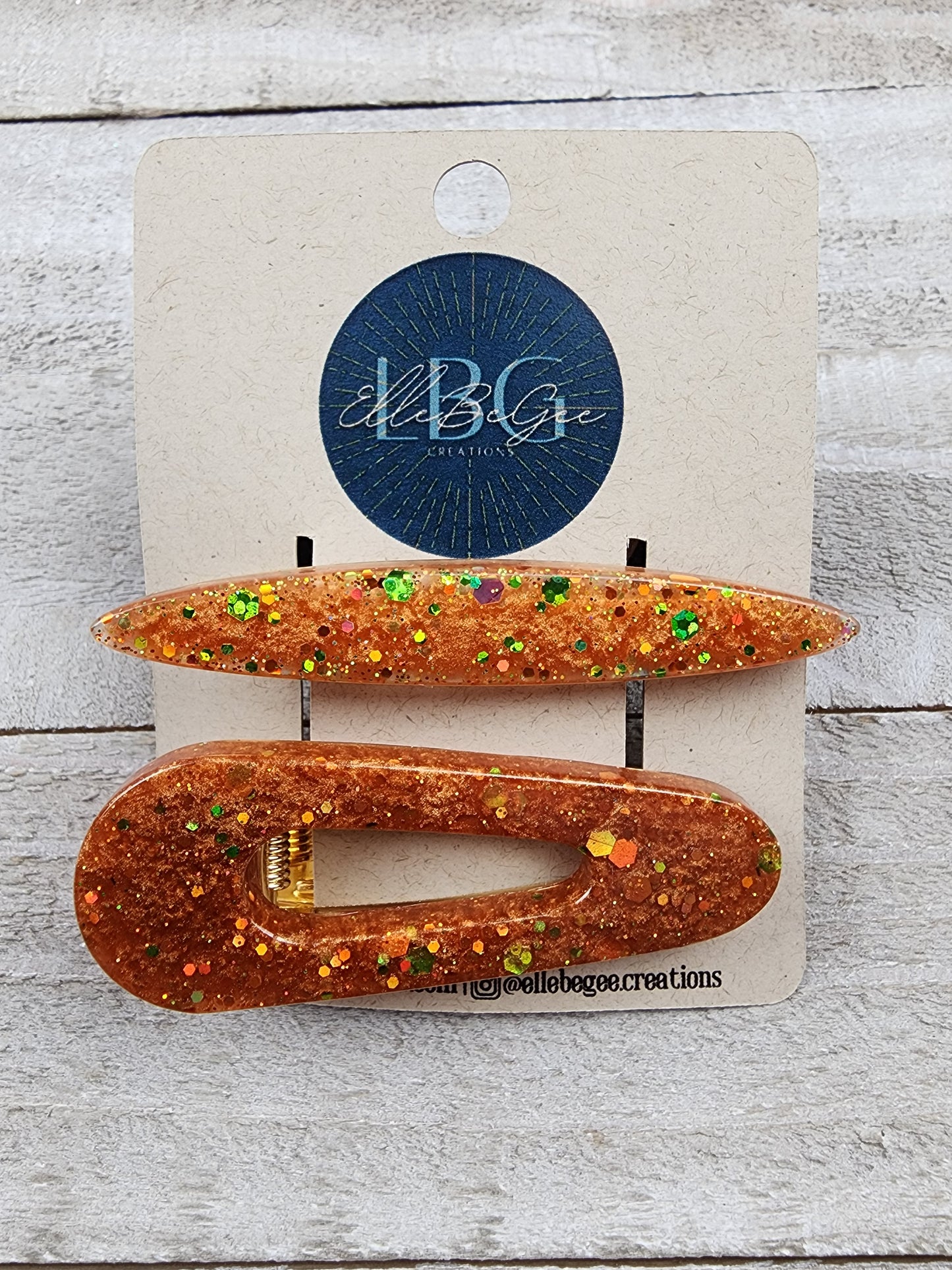 Copper with Glitter Hairclips