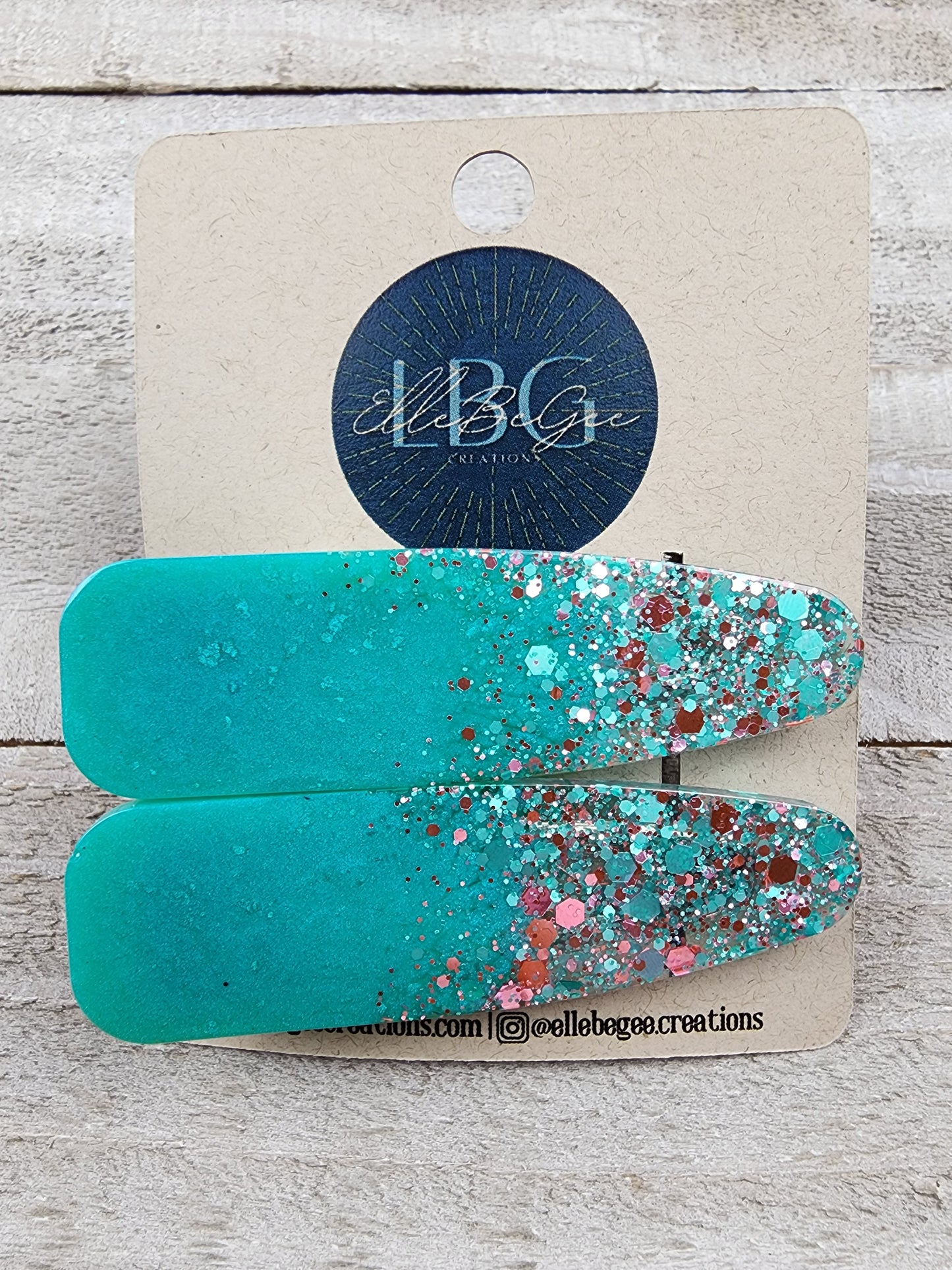 Blue Tiffany with Glitter Hairclips