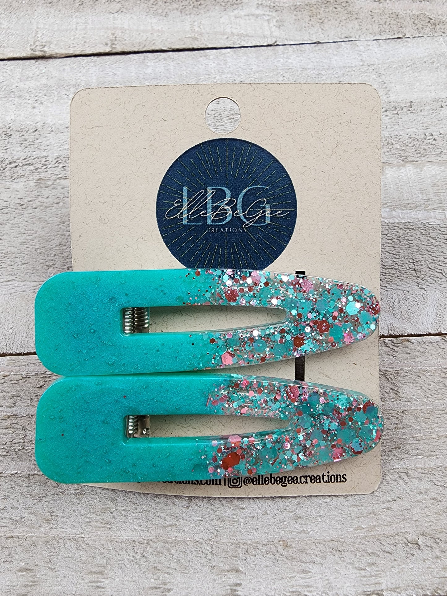 Blue Tiffany with Glitter Hairclips