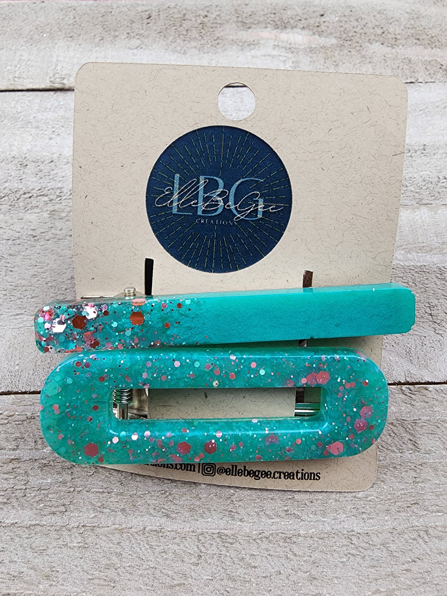 Blue Tiffany with Glitter Hairclips