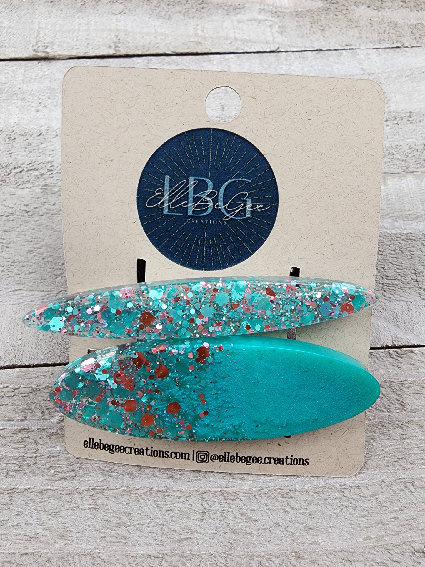 Blue Tiffany with Glitter Hairclips