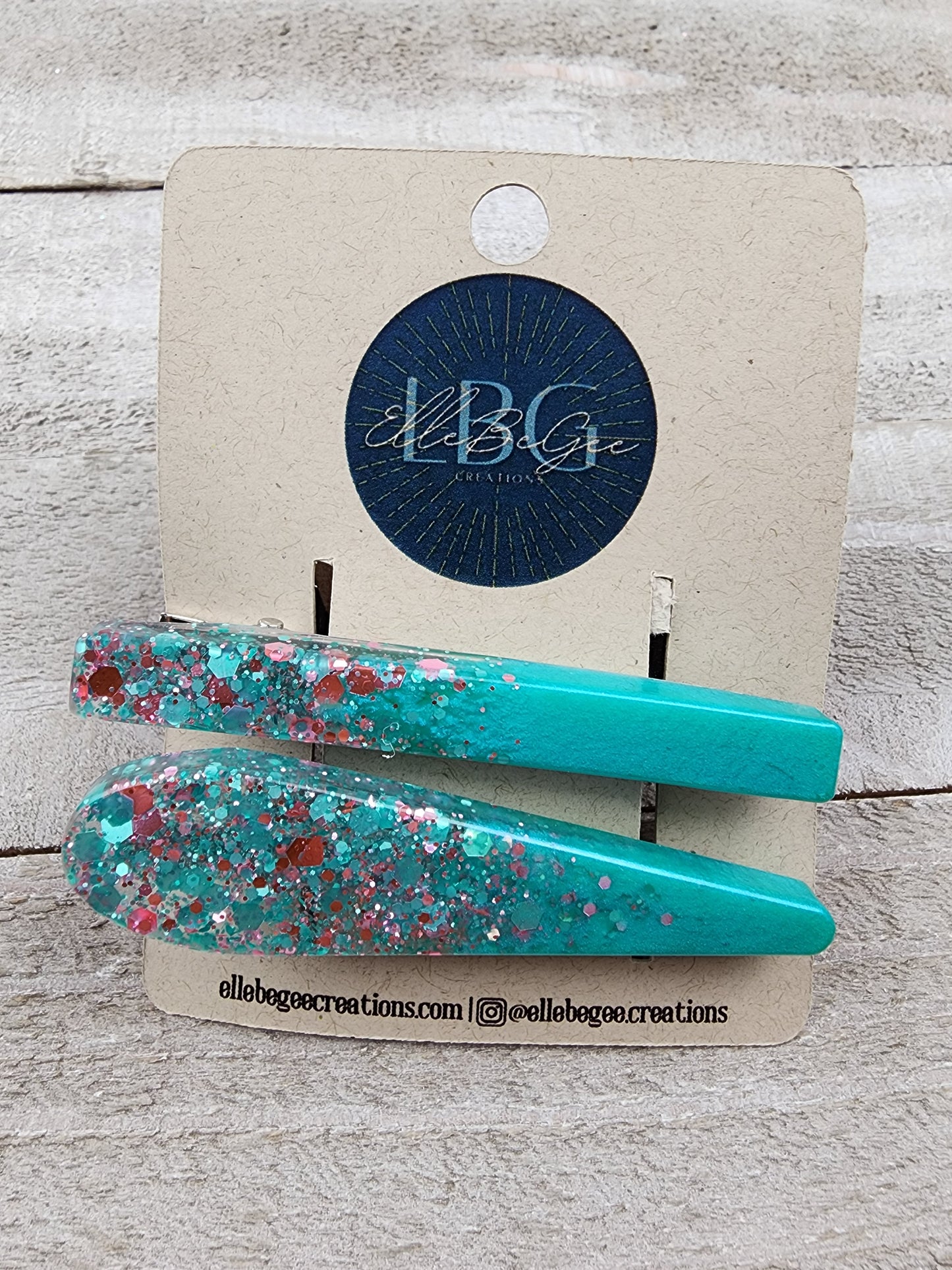 Blue Tiffany with Glitter Hairclips