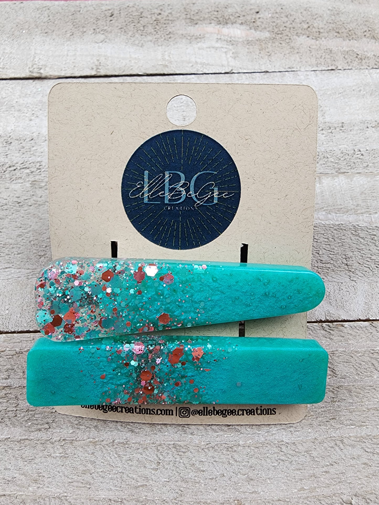 Blue Tiffany with Glitter Hairclips