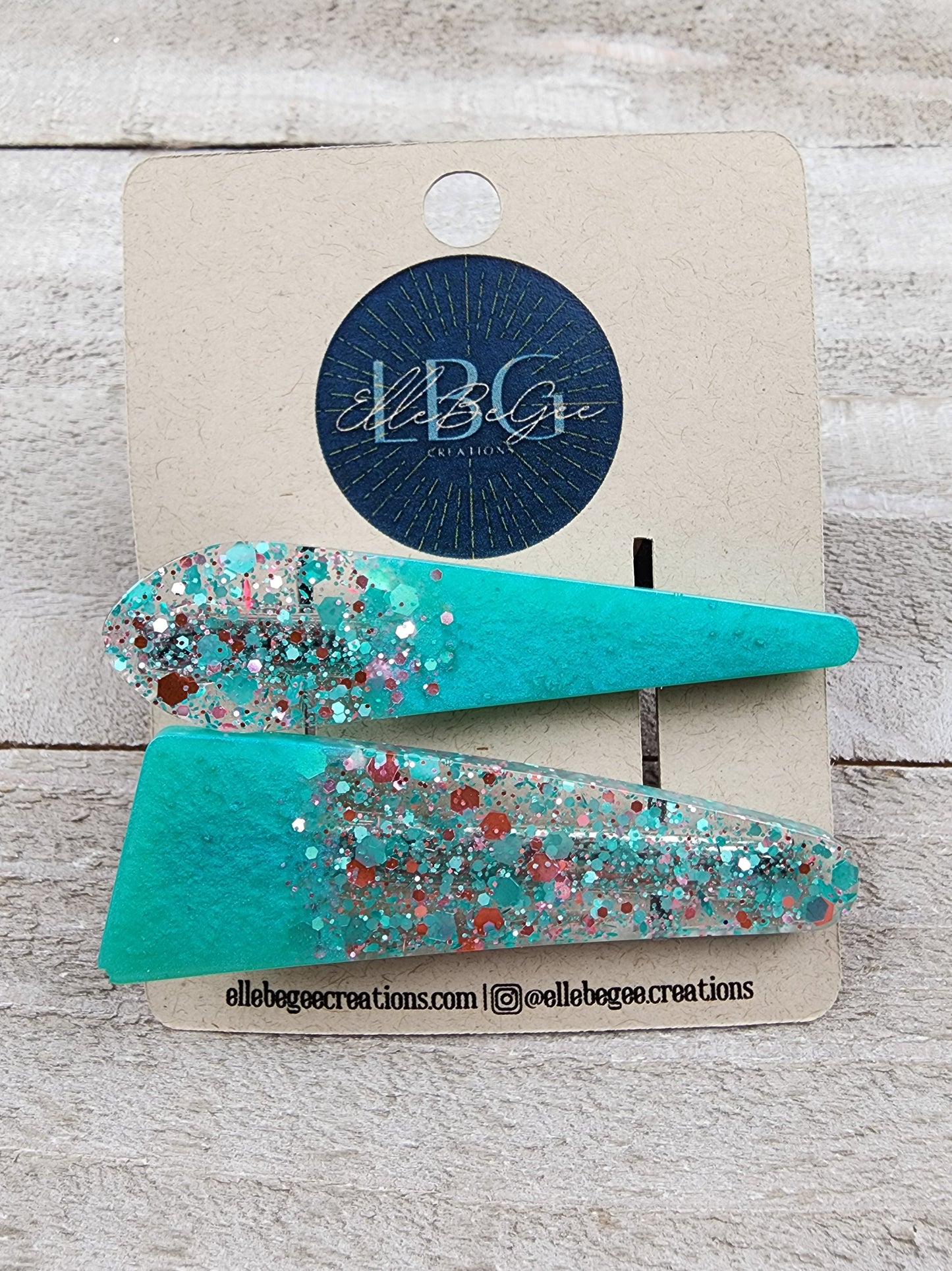 Blue Tiffany with Glitter Hairclips