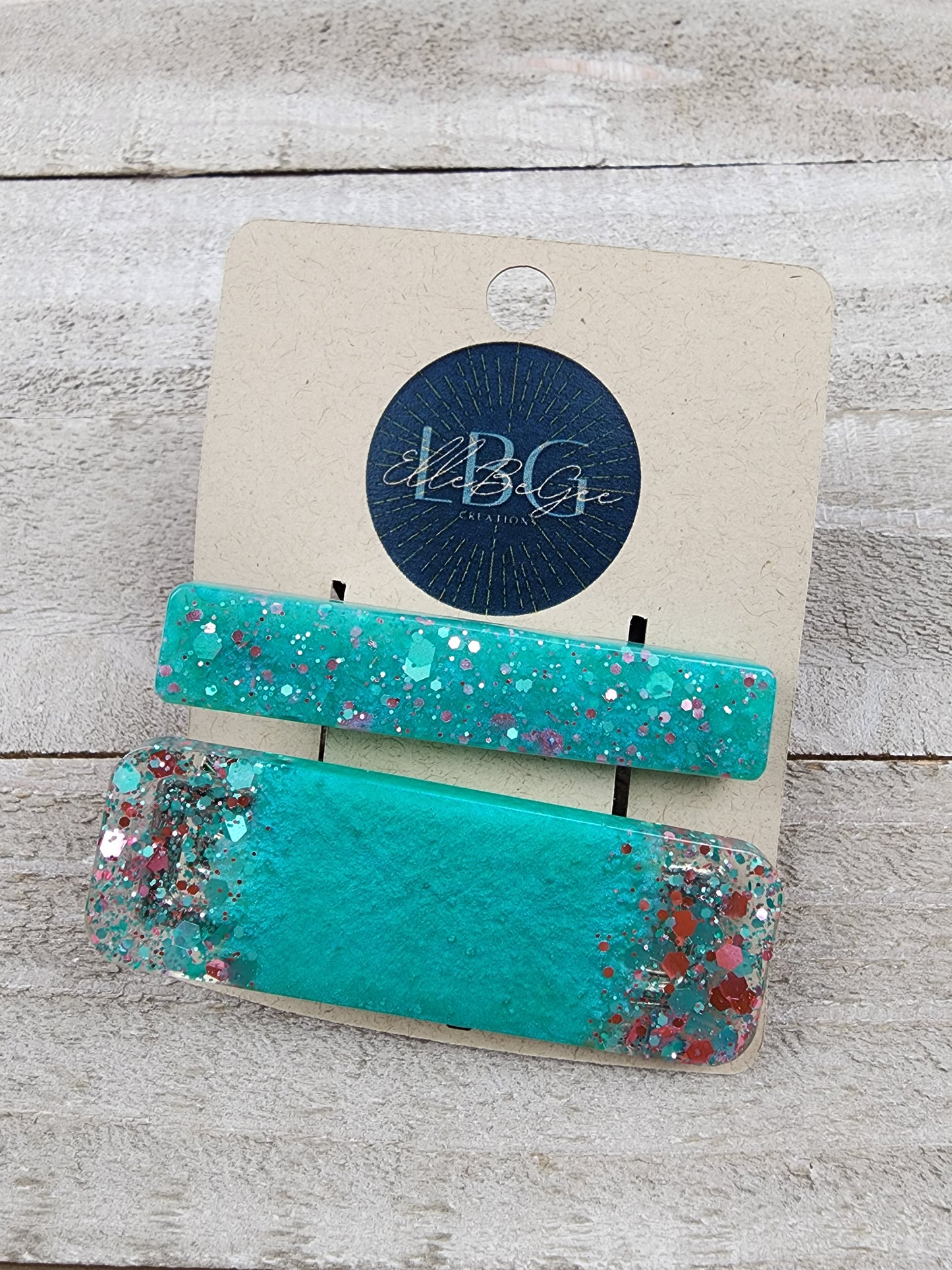 Blue Tiffany with Glitter Hairclips